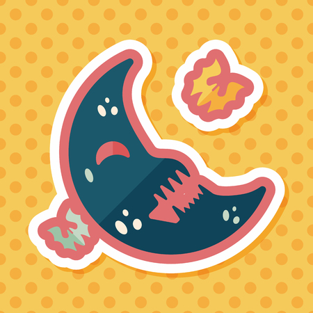 Halloween moon flat icon with long shadowのイラスト素材