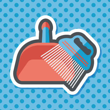 Pet dog broom flat icon with long shadowのイラスト素材