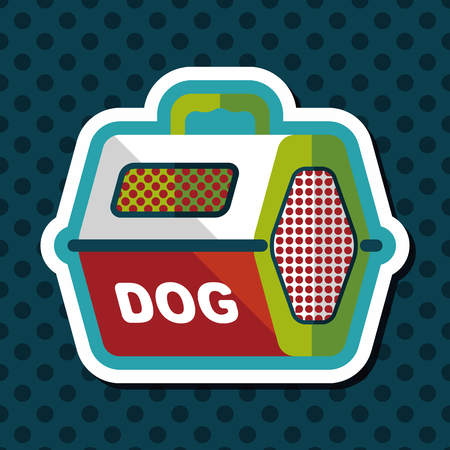 Pet dog travel cage flat icon with long shadowのイラスト素材