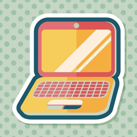 laptop flat icon with long shadowのイラスト素材
