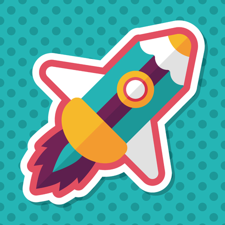 pencil rocket flat icon with long shadowのイラスト素材