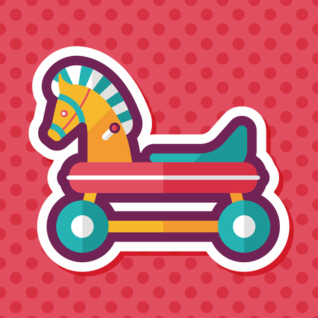 horse toy car flat icon with long shadowのイラスト素材