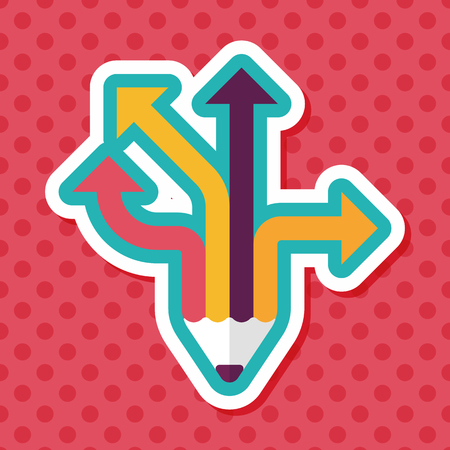 pencil ribbon arrow flat icon with long shadowのイラスト素材