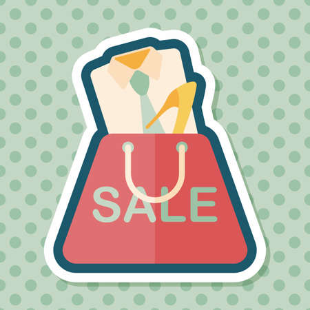 shopping suit flat icon with long shadowのイラスト素材