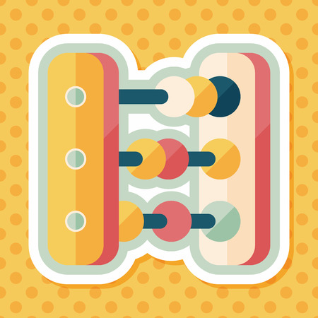 abacus calculation flat icon with long shadowのイラスト素材