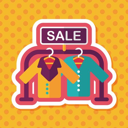 shopping clothes flat icon with long shadowのイラスト素材