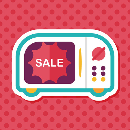 shopping seal microwaves oven flat icon with long shadowのイラスト素材