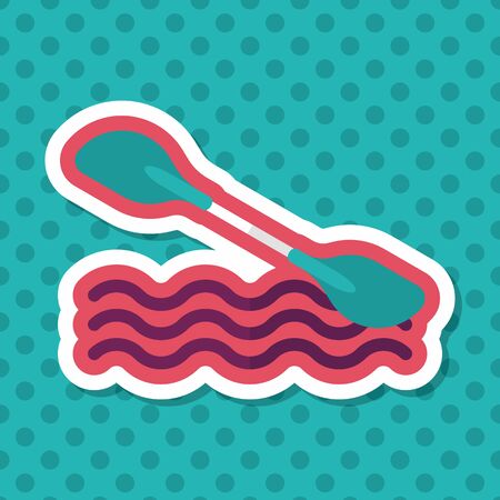 Boating paddle flat icon with long shadowのイラスト素材