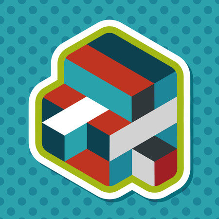 bricks toy flat icon with long shadowのイラスト素材