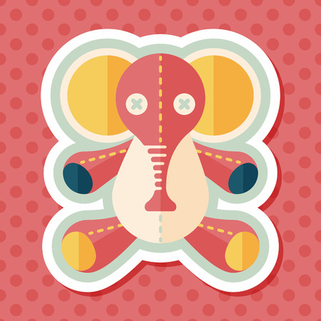 elephant doll flat icon with long shadowのイラスト素材