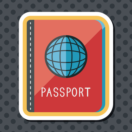 Passport icon, flat icon with long shadowのイラスト素材