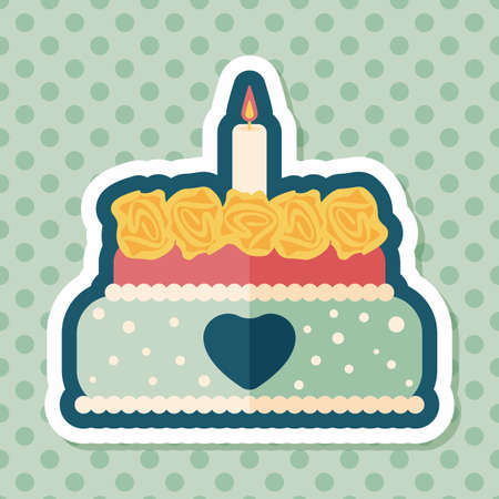 Valentine's Day cake flat icon with long shadow,eps10のイラスト素材