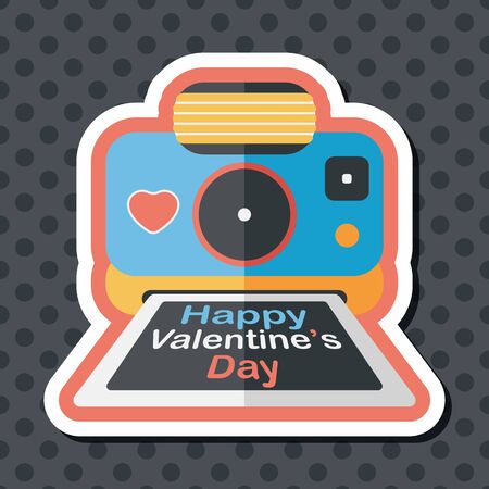 Valentine's Day camera photo flat icon with long shadow,eps10のイラスト素材