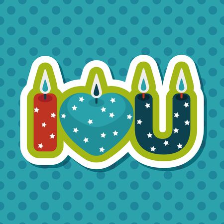 Valentine's Day candle flat icon with long shadow,eps10のイラスト素材