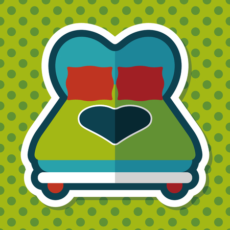Valentine's Day lover bed flat icon with long shadow,eps10のイラスト素材