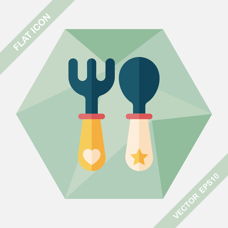 dishware and cutlery flat icon with long shadow,eps10のイラスト素材
