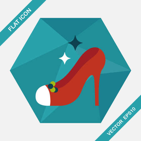 Wedding high-heeled shoes flat icon with long shadow,eps10のイラスト素材