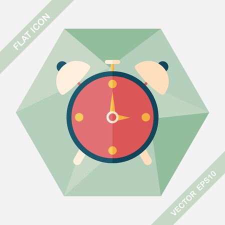 alarm clock flat icon with long shadowのイラスト素材