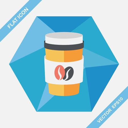 takeaway coffee flat icon with long shadowのイラスト素材