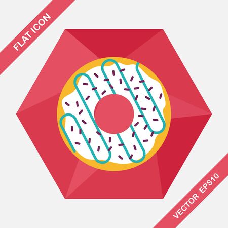 donut flat icon with long shadowのイラスト素材