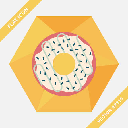 donut flat icon with long shadowのイラスト素材