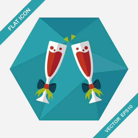Valentine's day champagne flat icon with long shadow,eps10のイラスト素材