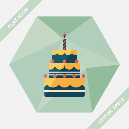 birthday cake flat icon with long shadow,eps10のイラスト素材