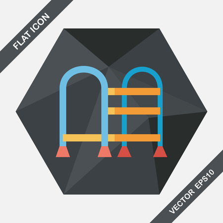 walking stick flat icon with long shadowのイラスト素材