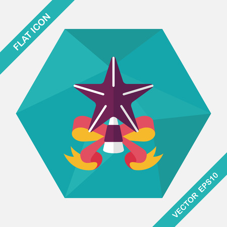 Christmas star flat icon with long shadow,eps10のイラスト素材