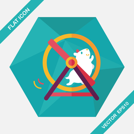 Pet mouse exercise wheel flat icon with long shadow,eps10のイラスト素材