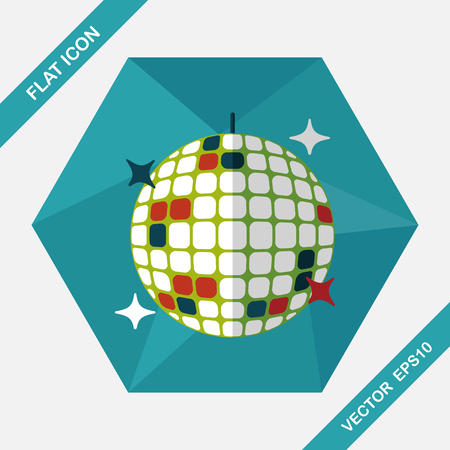Disco ball flat icon with long shadow,eps10のイラスト素材