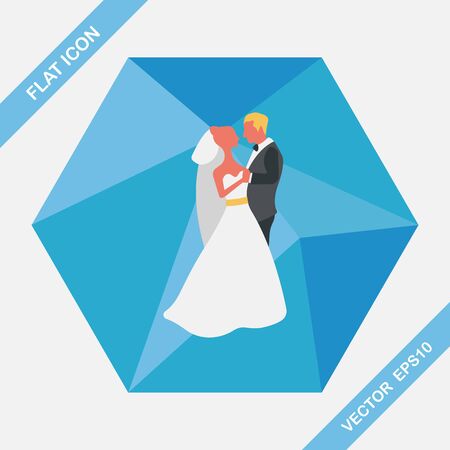 wedding couple flat icon with long shadow,eps10のイラスト素材