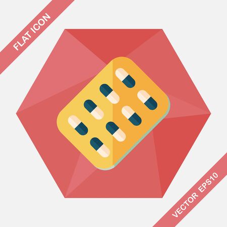 Pills flat icon with long shadowのイラスト素材