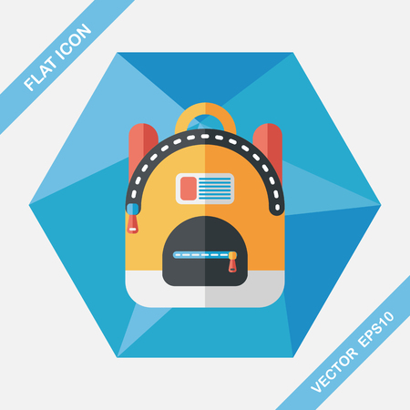 backpack flat icon with long shadowのイラスト素材