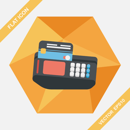Shopping credit card machine flat icon with long shadow,eps10のイラスト素材
