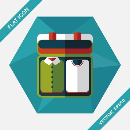 vintage travel suitcases, flat icon with long shadowのイラスト素材