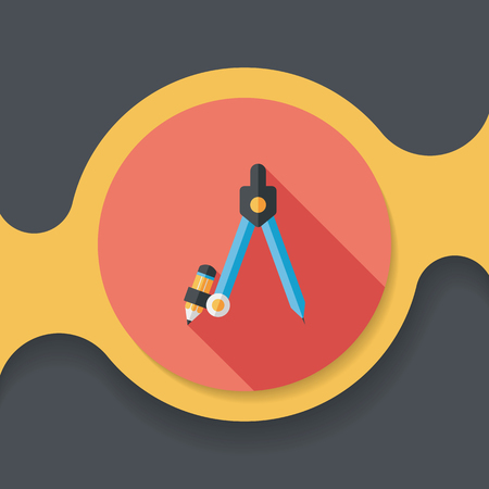 Compass Pencil flat icon with long shadow,eps10のイラスト素材