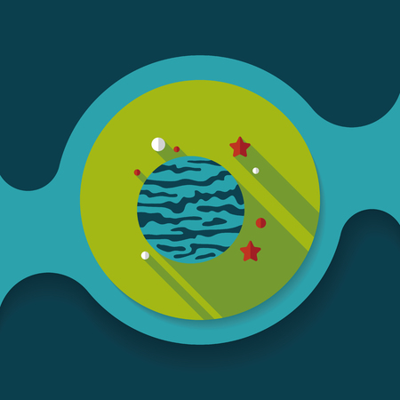 Space planet flat icon with long shadow,eps10のイラスト素材