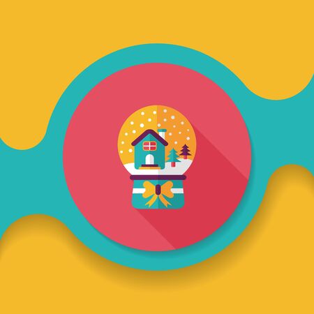 snow globe and gifts flat icon with long shadow,eps 10のイラスト素材