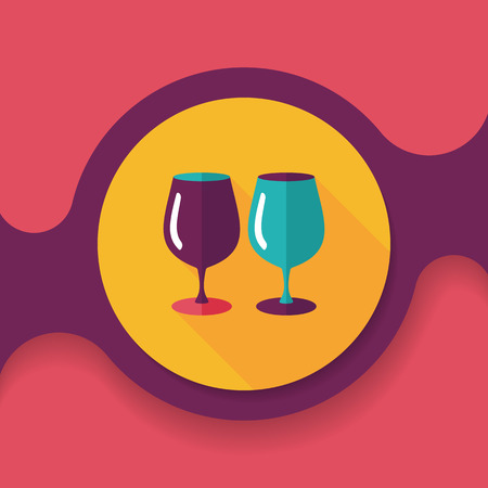 kitchenware glass cup flat icon with long shadow,のイラスト素材