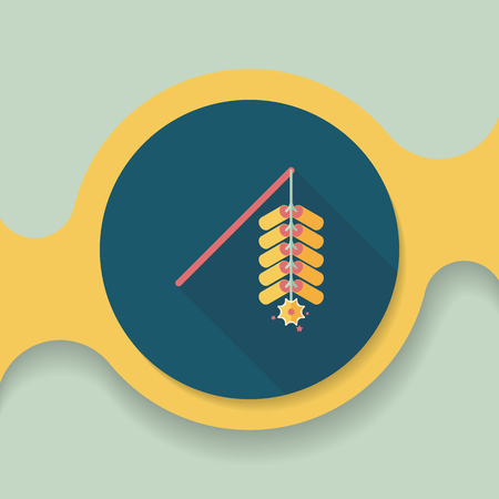 " Wish spring comes" Chinese firecrackers flat icon, eps10のイラスト素材