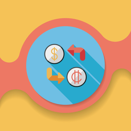 Currency exchange flat icon with long shadowのイラスト素材