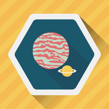 Space planet flat icon with long shadowのイラスト素材