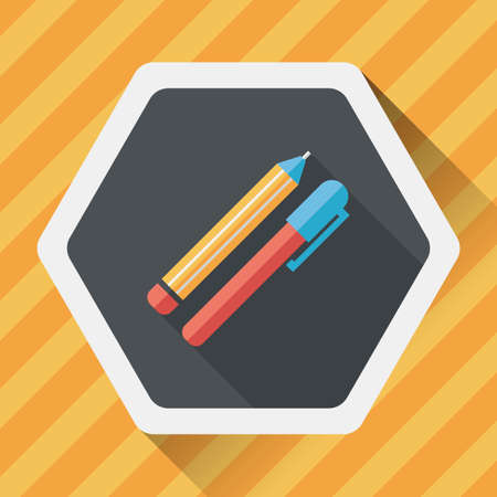 Pencil and pen flat icon with long shadow,eps10のイラスト素材