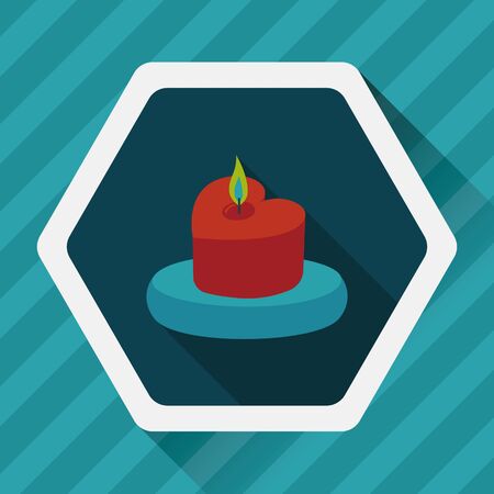 Valentine's Day candle flat icon with long shadowのイラスト素材
