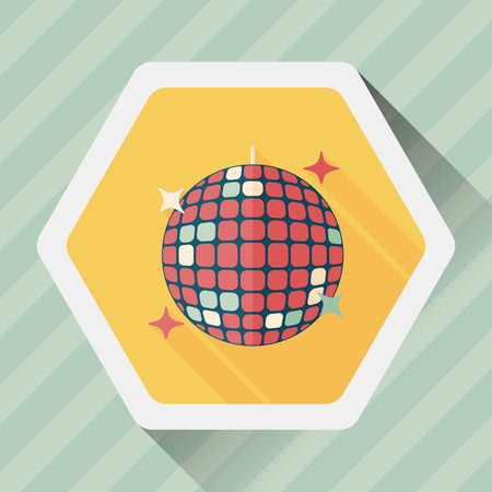 Disco ball flat icon with long shadowのイラスト素材