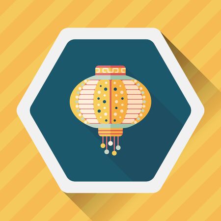 Chinese New Year flat icon with long shadowのイラスト素材