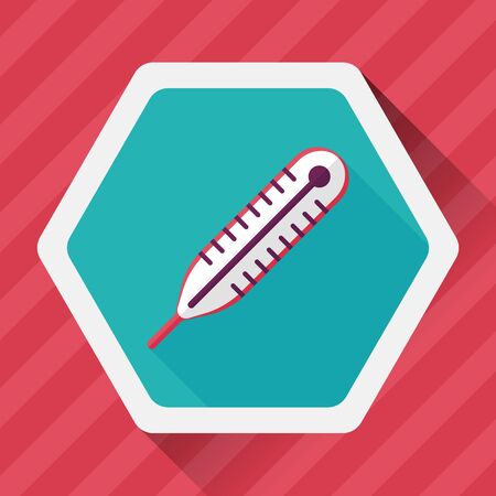 thermometer flat icon with long shadowのイラスト素材