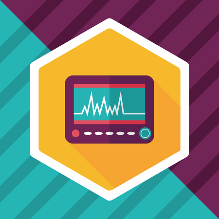 monitor in the ICU flat icon with long shadowのイラスト素材