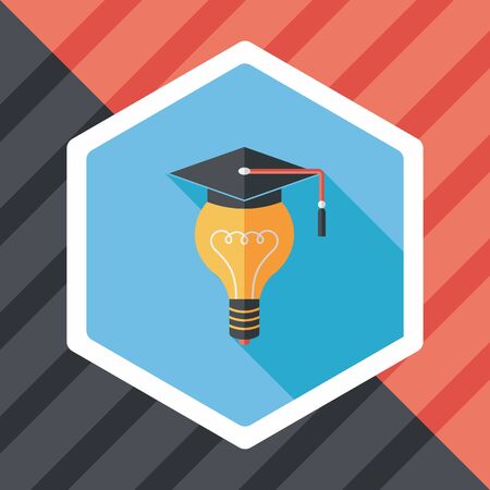 Light bulb flat icon with long shadowのイラスト素材
